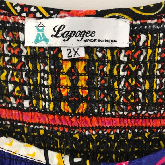 Bold Print Summer Maxi Dress with Shirred Bodice and Short Flutter Sleeves - Picture 5 of 8